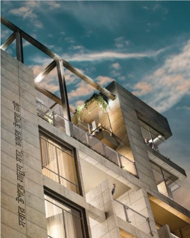 Building exterior at dusk