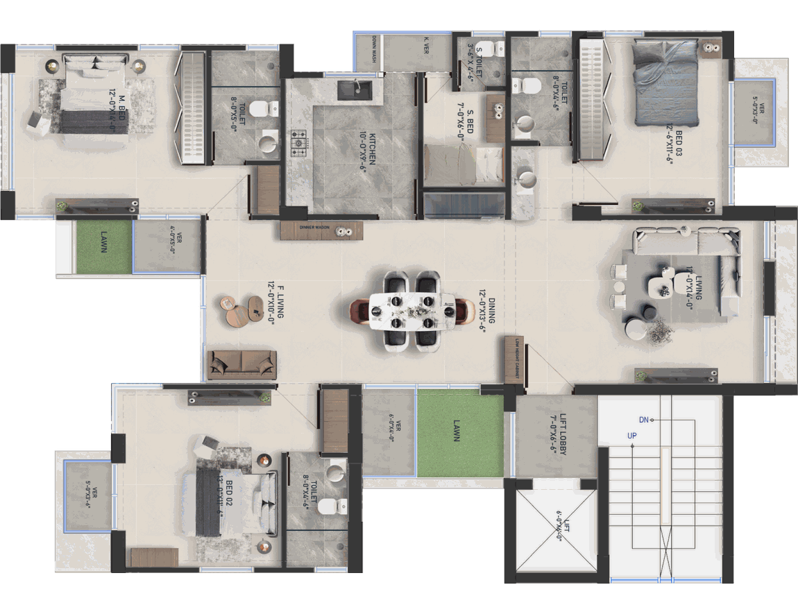 Doctors Dakkhina typical floor plan