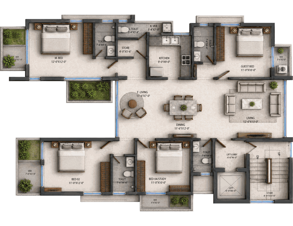 Nurjahan Heights typical floor plan